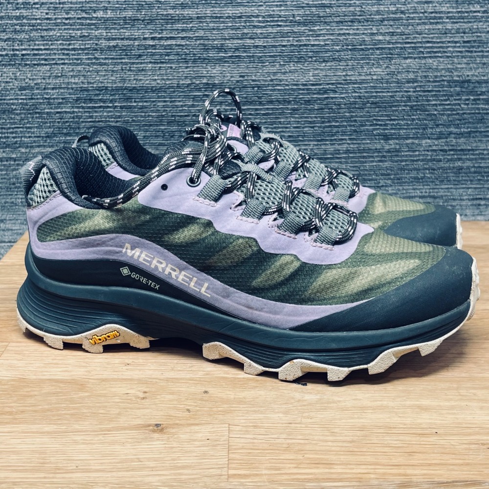Merrell Moab Speed GTX Women 8.5 Purple Green Hiking Shoes J066854 Waterproof
